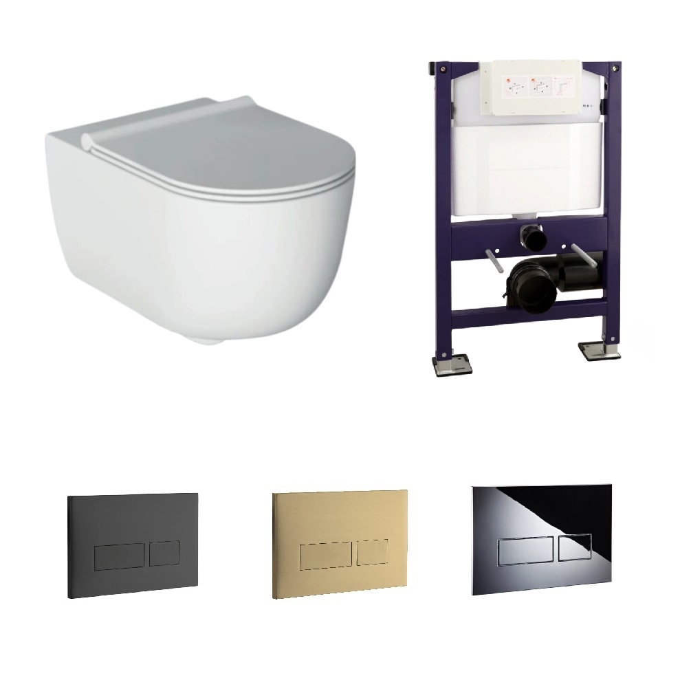 product cut out image of ZEROWALLSTAND+ Toilet bundle pack with frame and flush plate options